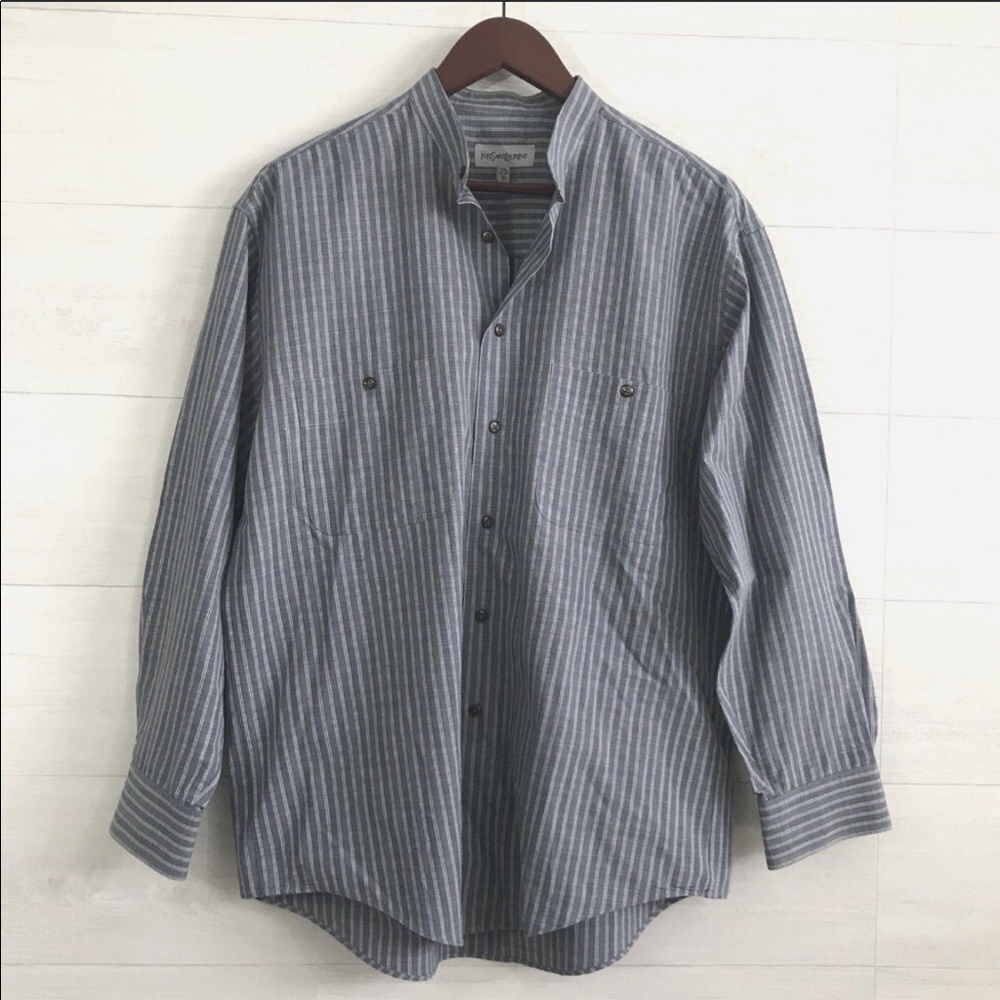 YSL MENS MEDIUM 15.5 32-33 Mandarin Collar Shirt